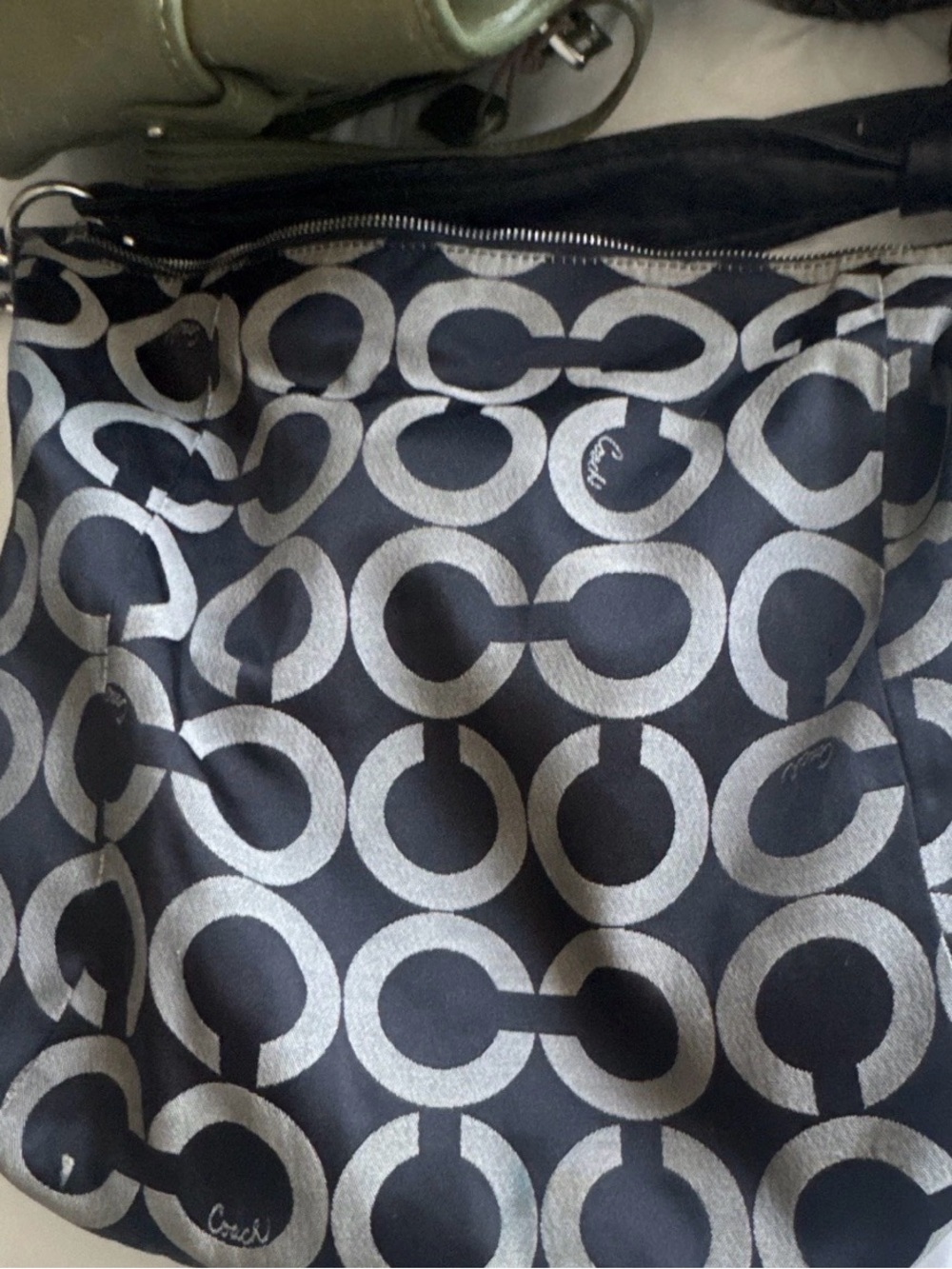 Coach Black and Silver Signature Tote
